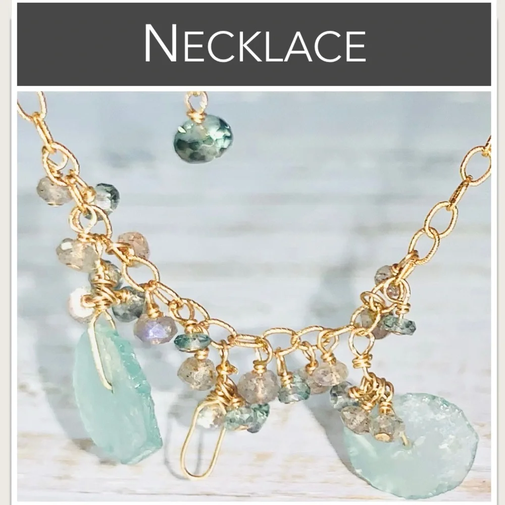 14K‎ GF Sea Glass & Labradorite Necklace (14K Gold-Filled)
